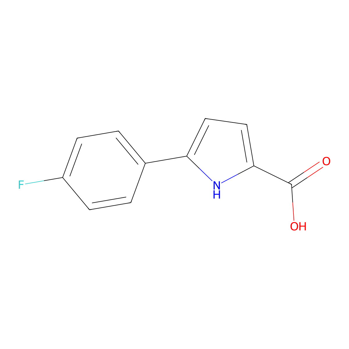 5-(4-fluorophenyl)-1H-pyrrole-2-carboxylic acid molecular structure, CAS 153783-33-6