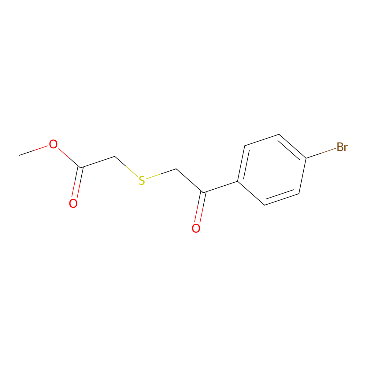 Methyl 2-{[2-(4-bromophenyl)-2-oxoethyl]sulfanyl}acetate molecular structure, CAS 153783-92-7