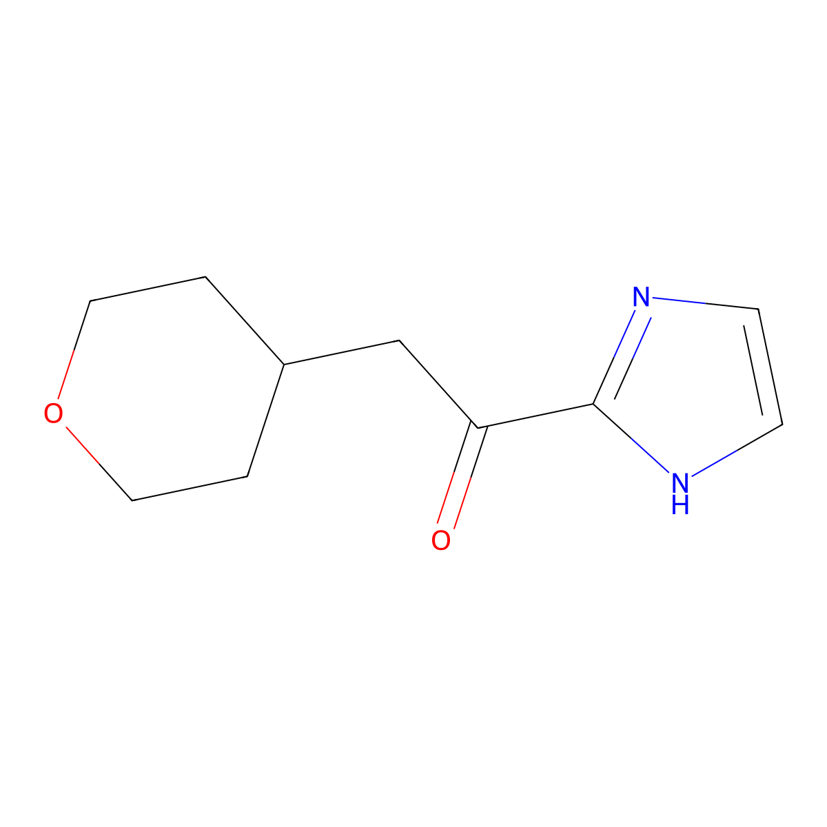 1-(1H-Imidazol-2-yl)-2-(tetrahydro-2H-pyran-4-yl)ethanone molecular structure, CAS 1537833-54-7