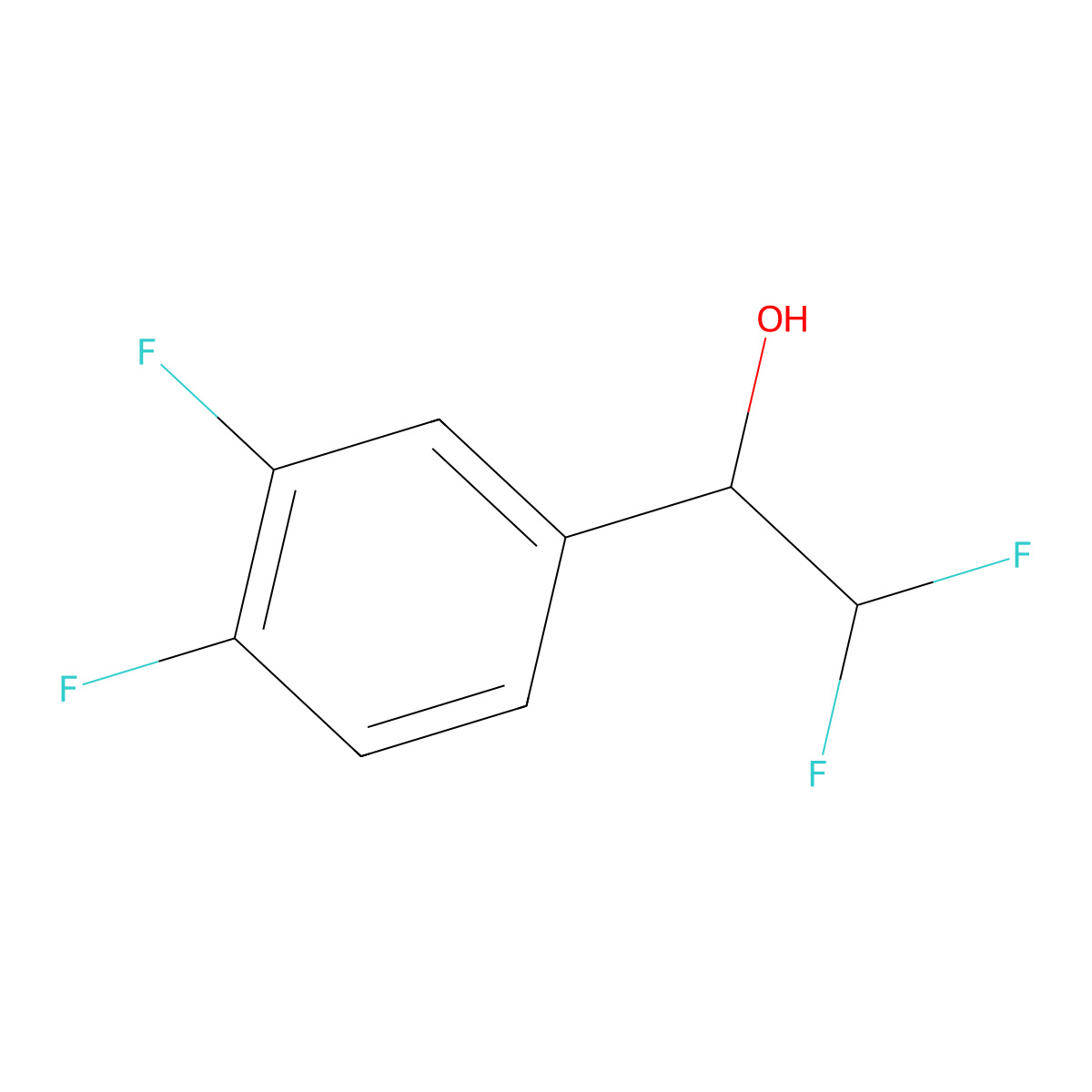 1-(3,4-Difluorophenyl)-2,2-difluoroethan-1-ol molecular structure, CAS 1537853-49-8