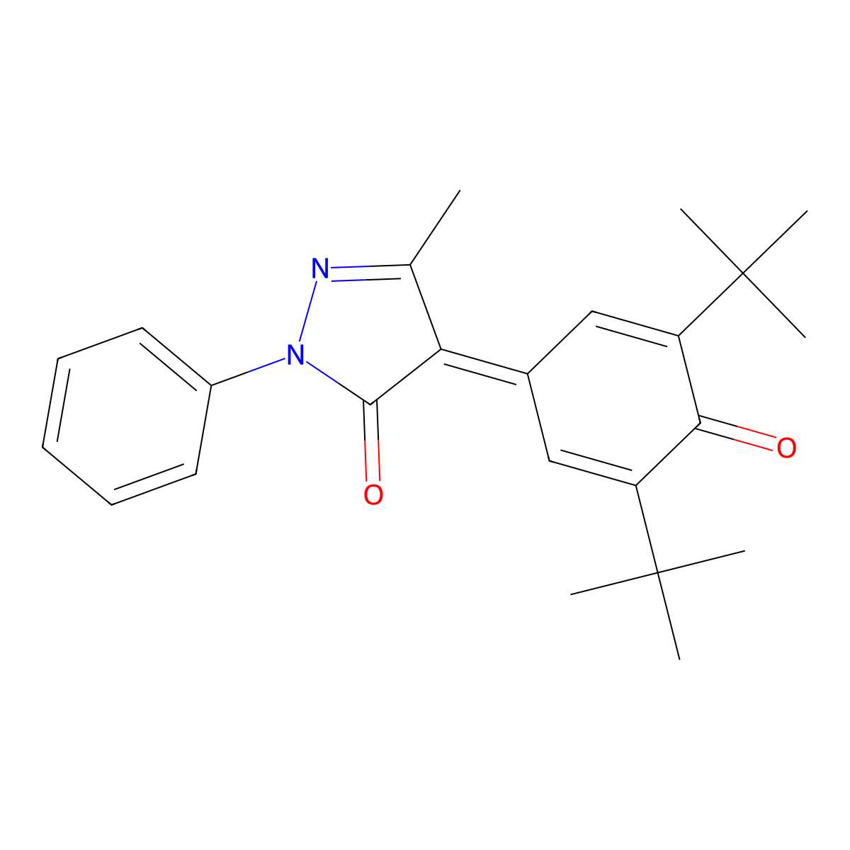 4-(3,5-Di-tert-butyl-4-oxocyclohexa-2,5-dien-1-ylidene)-5-methyl-2-phenyl-2,4-dihydro-3H-pyrazol-3-one molecular structure, CAS 153787-33-8