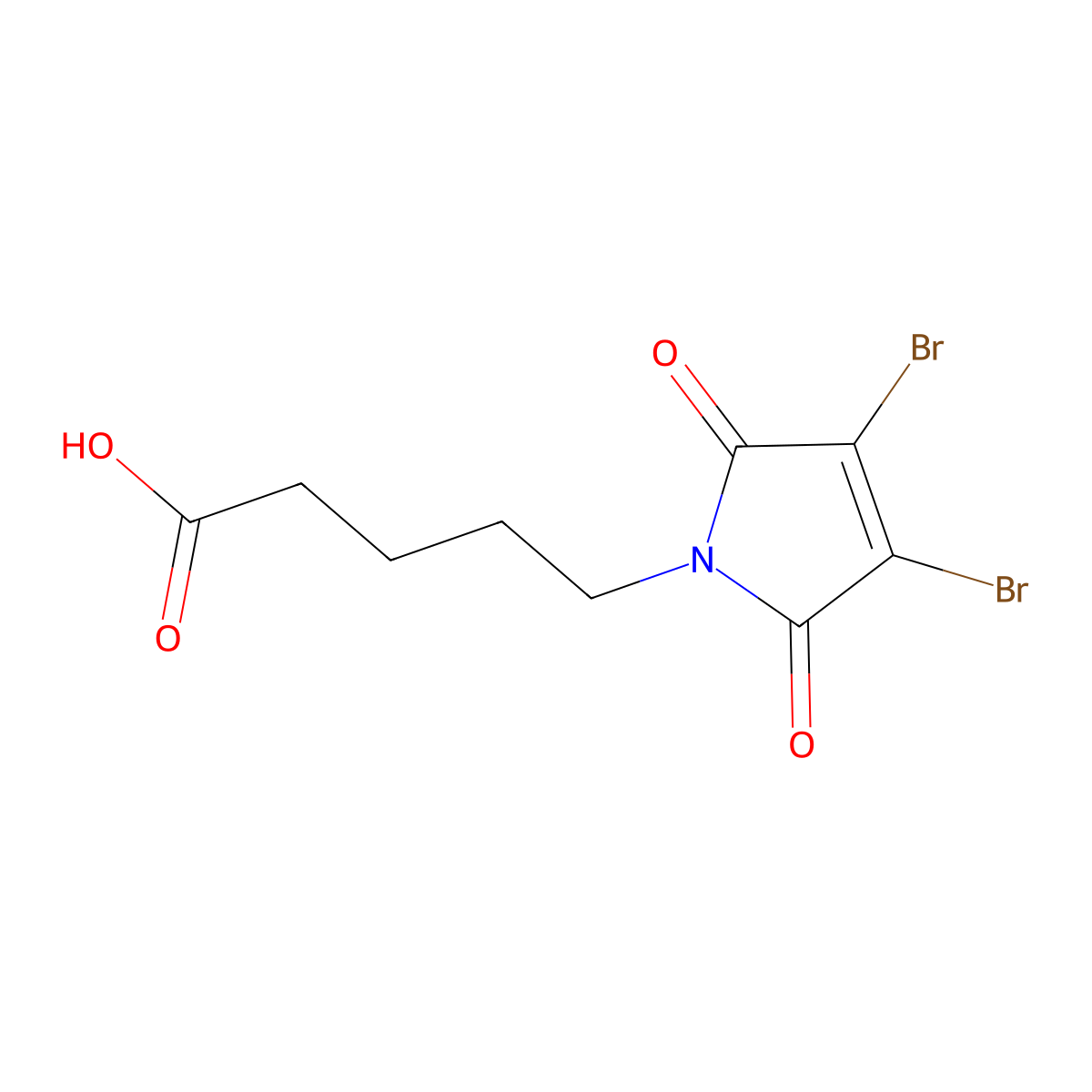 5-(3,4-Dibromo-2,5-dioxo-2,5-dihydro-1H-pyrrol-1-yl)pentanoic acid molecular structure, CAS 1537891-63-6