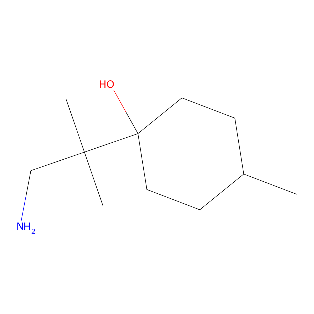 1-(1-Amino-2-methylpropan-2-yl)-4-methylcyclohexan-1-ol molecular structure, CAS 1537979-87-5