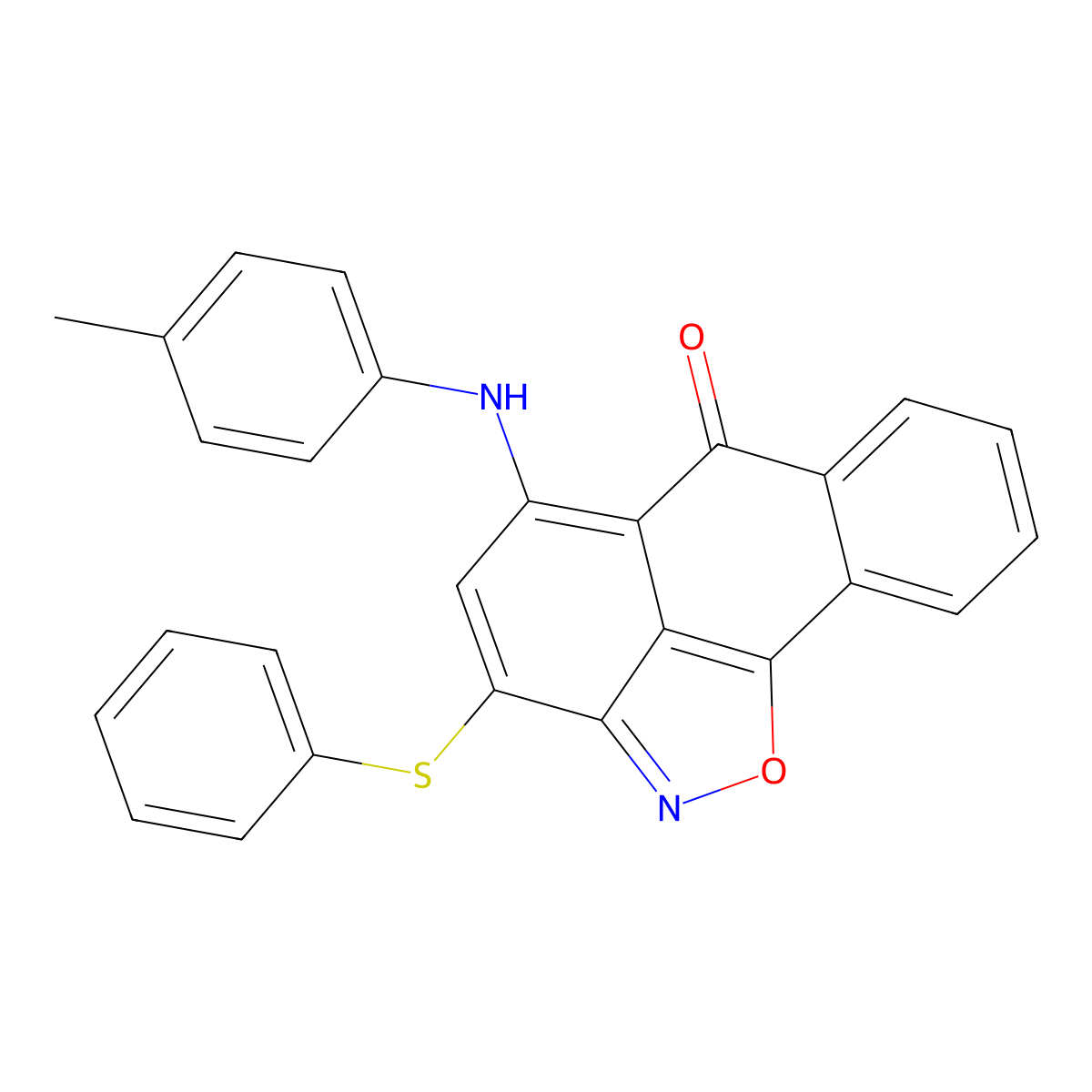 3-(phenylthio)-5-(p-tolylamino)-6H-anthra[1,9-cd]isoxazol-6-one molecular structure, CAS 153799-10-1