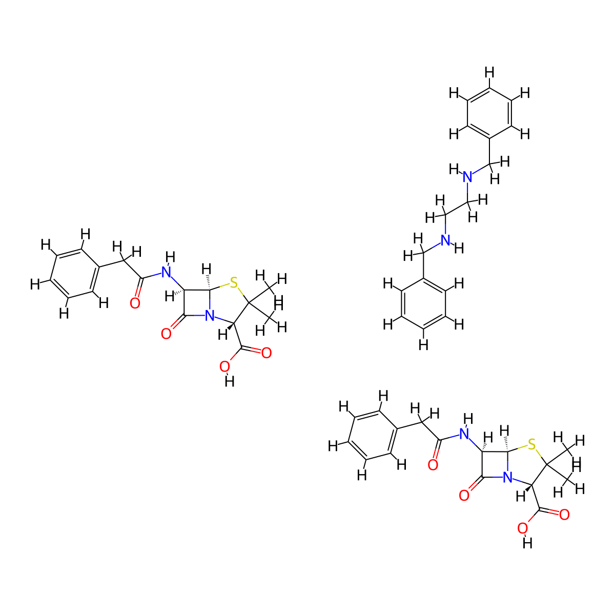 Penicillin G Benzathine Anhydrous molecular structure, CAS 1538-09-6