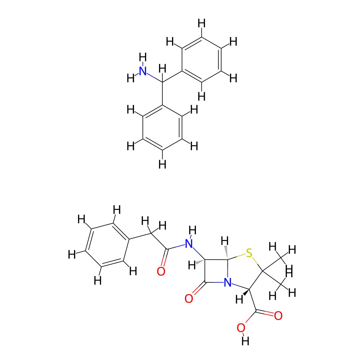 Penicillin G benzhydrylamine molecular structure, CAS 1538-11-0