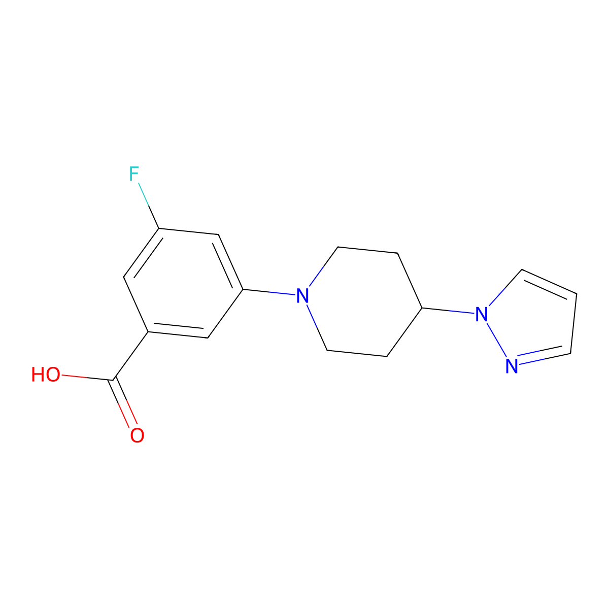 3-(4-(1H-Pyrazol-1-YL)piperidin-1-YL)-5-fluorobenzoic acid molecular structure, CAS 1538005-13-8