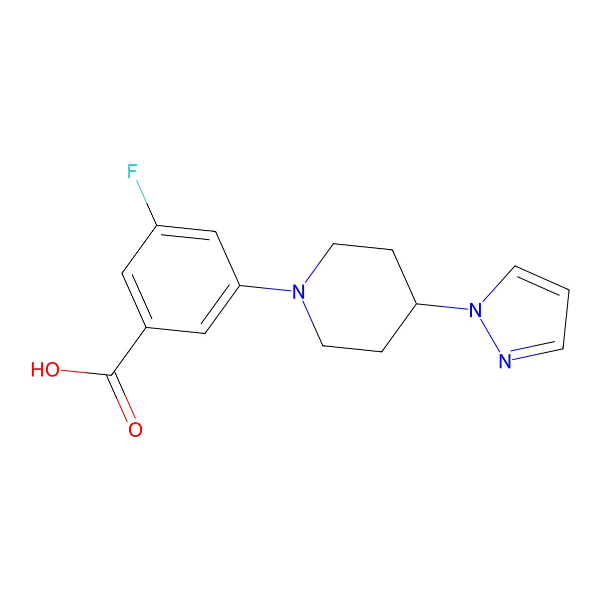 3-(4-(1H-Pyrazol-1-YL)piperidin-1-YL)-5-fluorobenzoic acid molecular structure, CAS 1538005-13-8