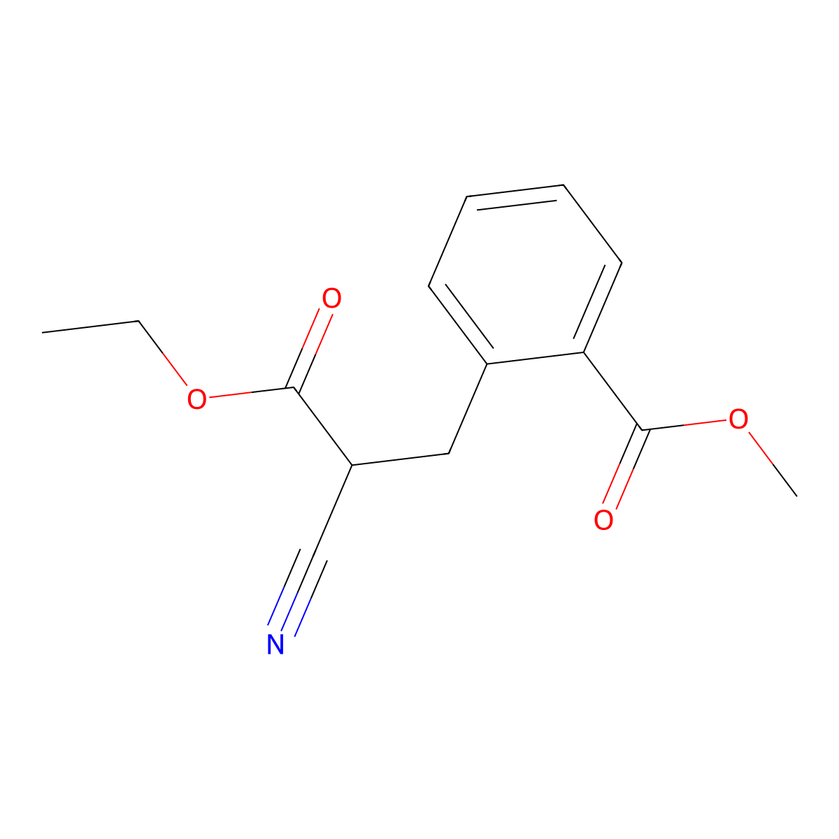 Methyl 2-(2-cyano-3-ethoxy-3-oxopropyl)benzoate molecular structure, CAS 153802-16-5