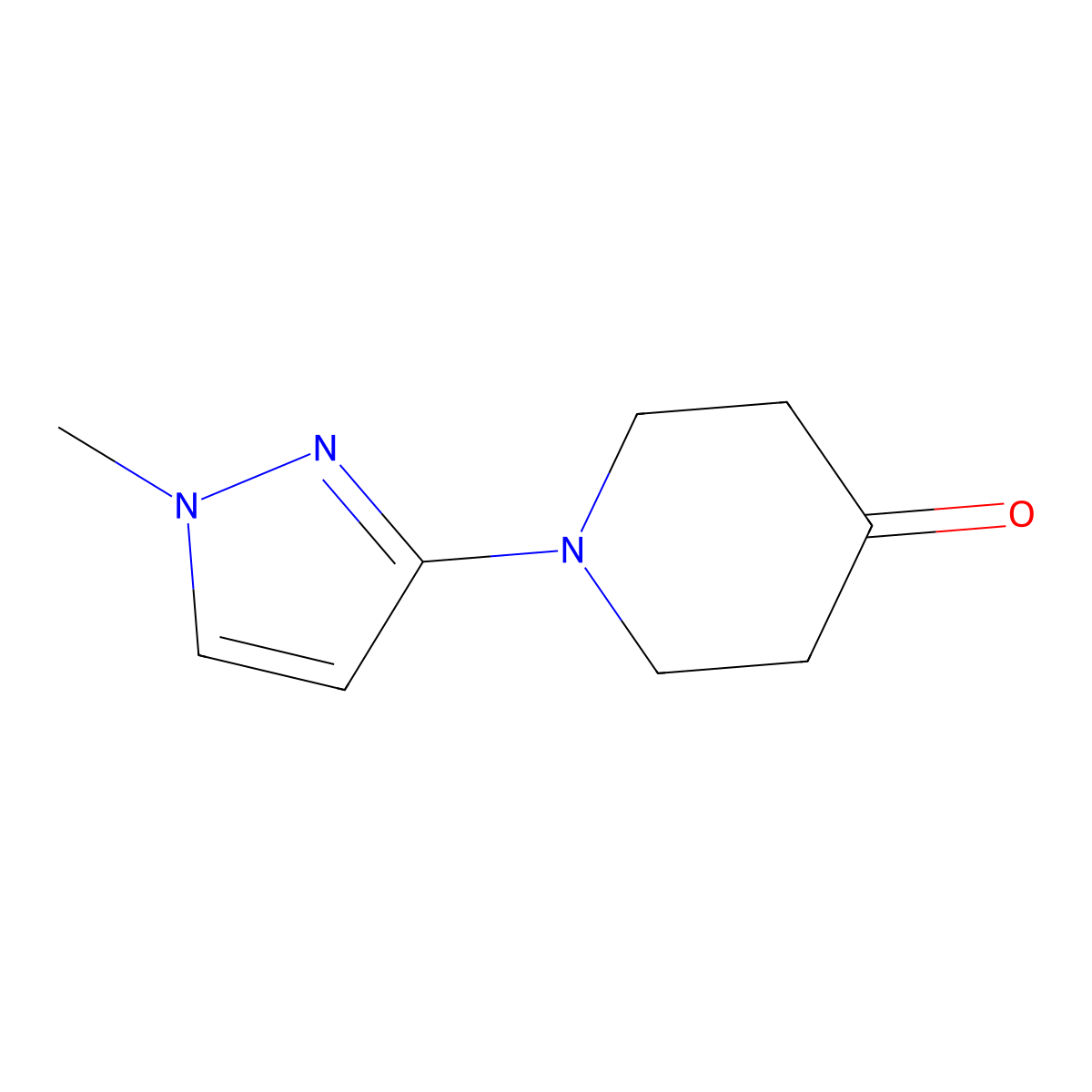 1-(1-methyl-1H-pyrazol-3-yl)piperidin-4-one molecular structure, CAS 1538024-17-7
