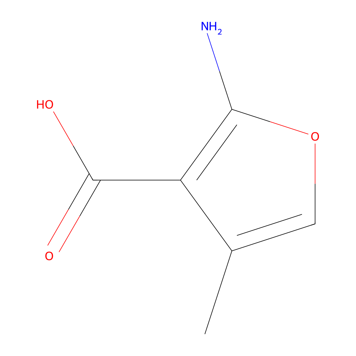 2-Amino-4-methylfuran-3-carboxylic acid molecular structure, CAS 1538038-73-1