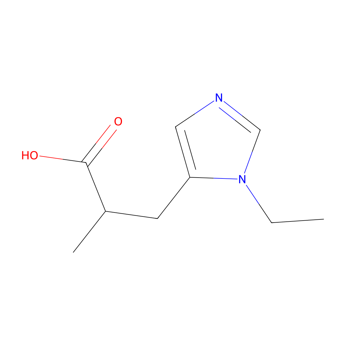 3-(1-Ethyl-1h-imidazol-5-yl)-2-methylpropanoic acid molecular structure, CAS 1538039-17-6