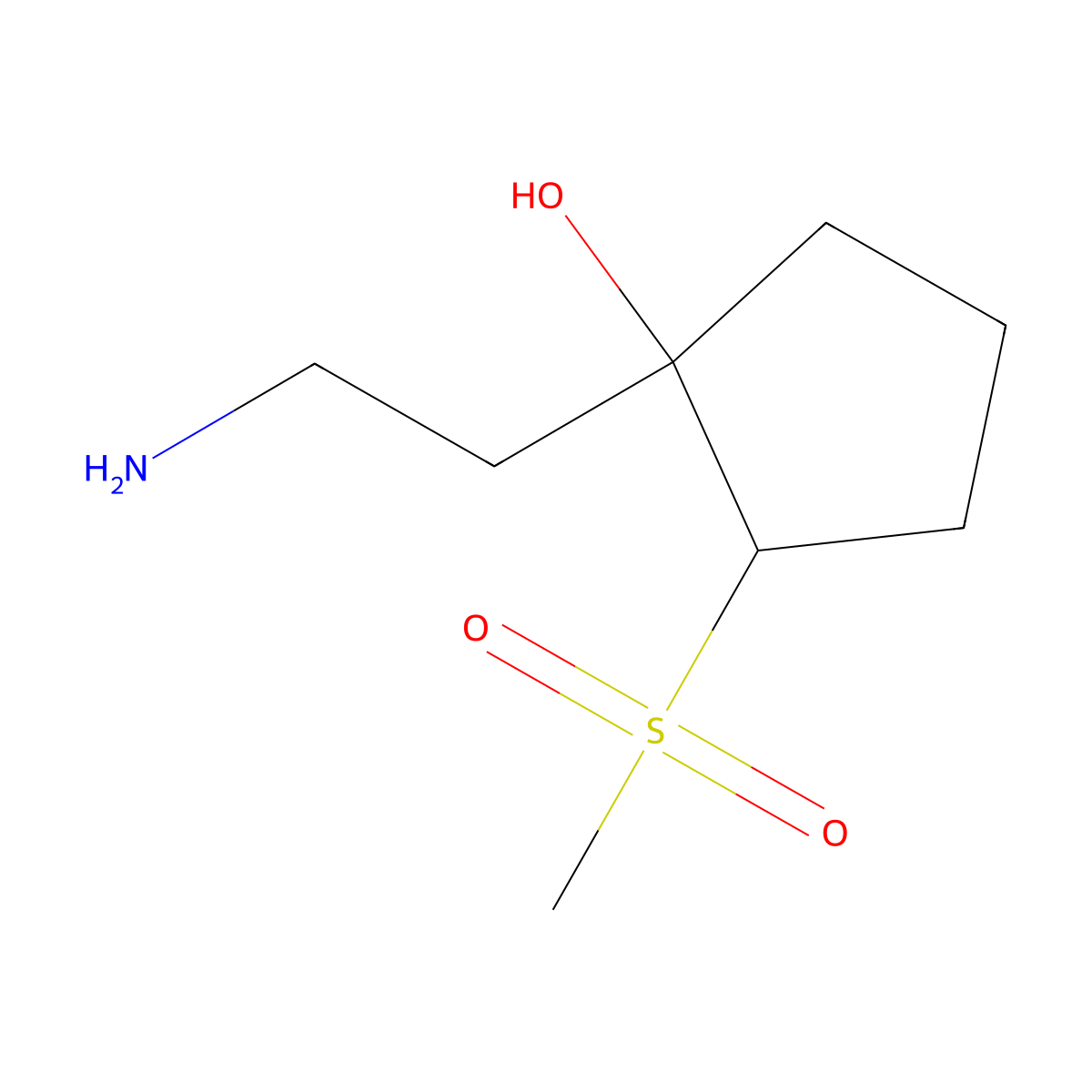 1-(2-Aminoethyl)-2-methanesulfonylcyclopentan-1-ol molecular structure, CAS 1538052-83-3