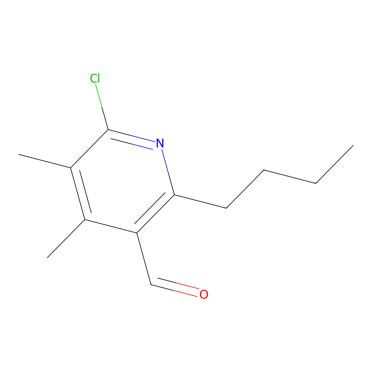 2-Butyl-6-chloro-4,5-dimethylnicotinaldehyde molecular structure, CAS 153806-75-8