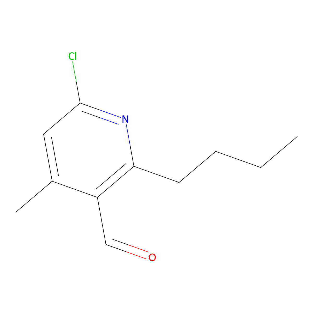 2-Butyl-6-chloro-4-methylnicotinaldehyde molecular structure, CAS 153806-79-2