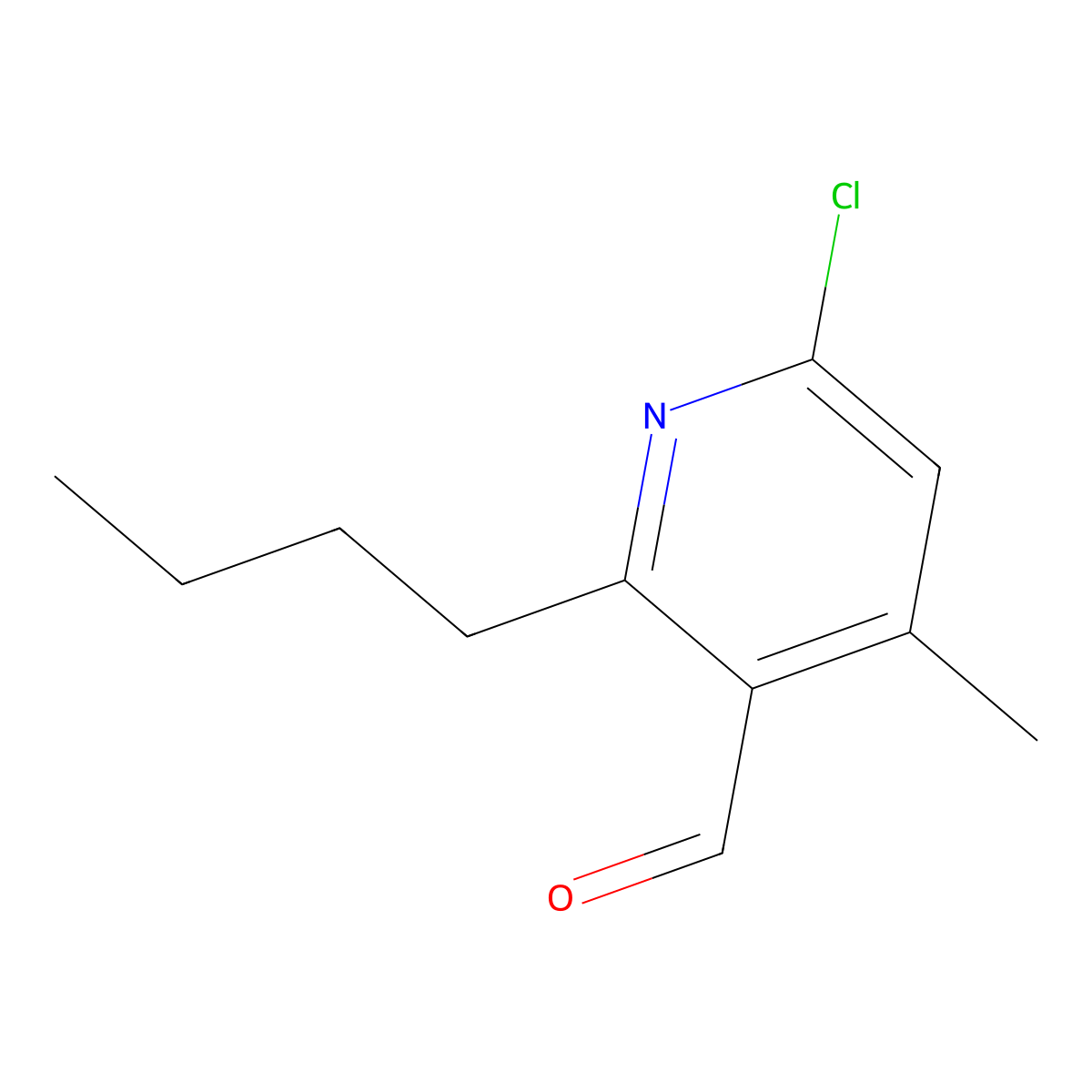 2-Butyl-6-chloro-4-methylnicotinaldehyde molecular structure, CAS 153806-79-2