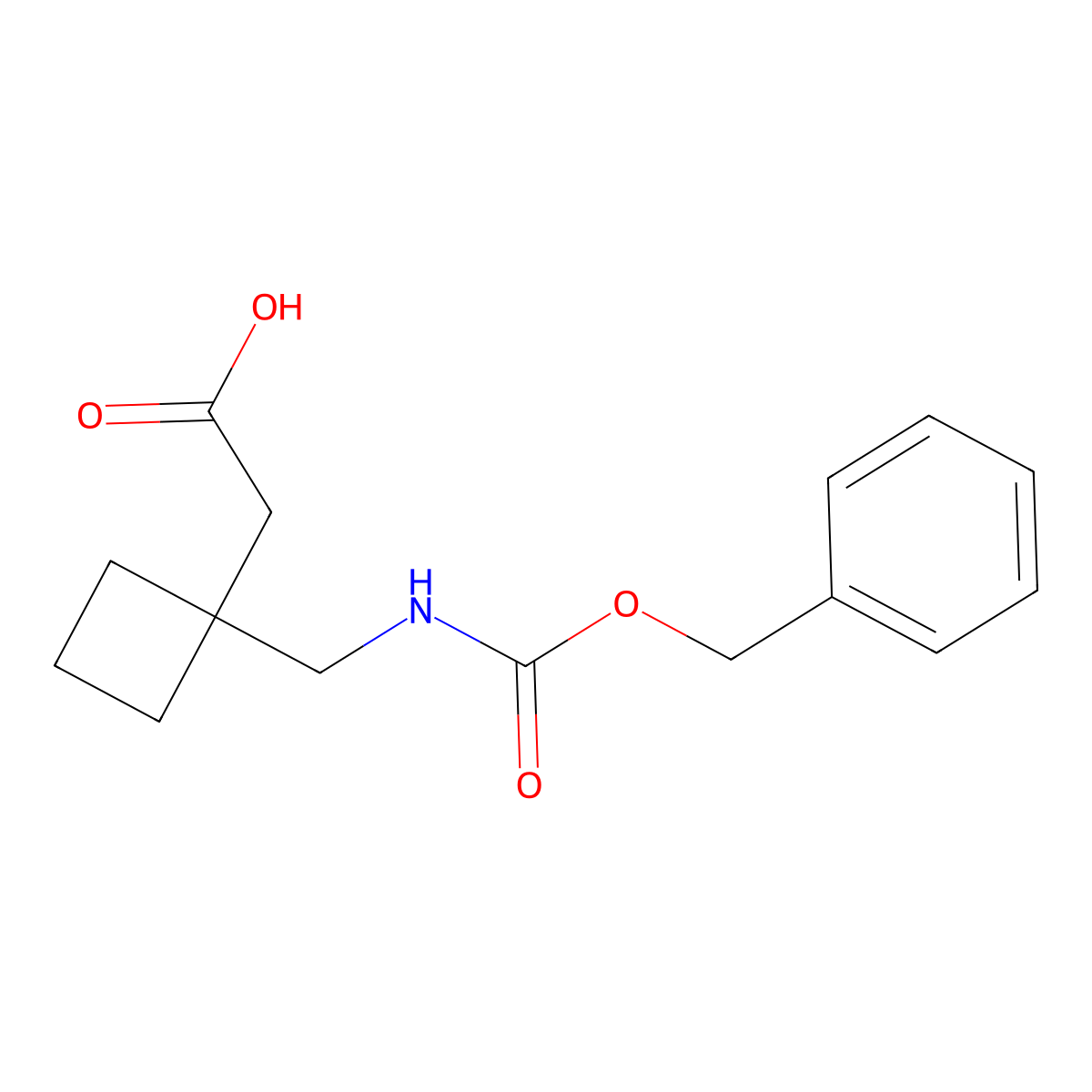 2-[1-({[(Benzyloxy)carbonyl]amino}methyl)cyclobutyl]acetic acid molecular structure, CAS 1538065-02-9