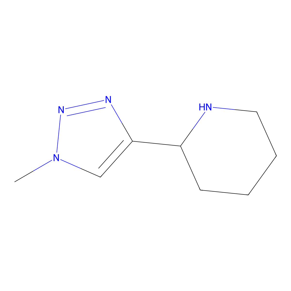 2-(1-methyl-1H-1,2,3-triazol-4-yl)piperidine molecular structure, CAS 1538087-44-3