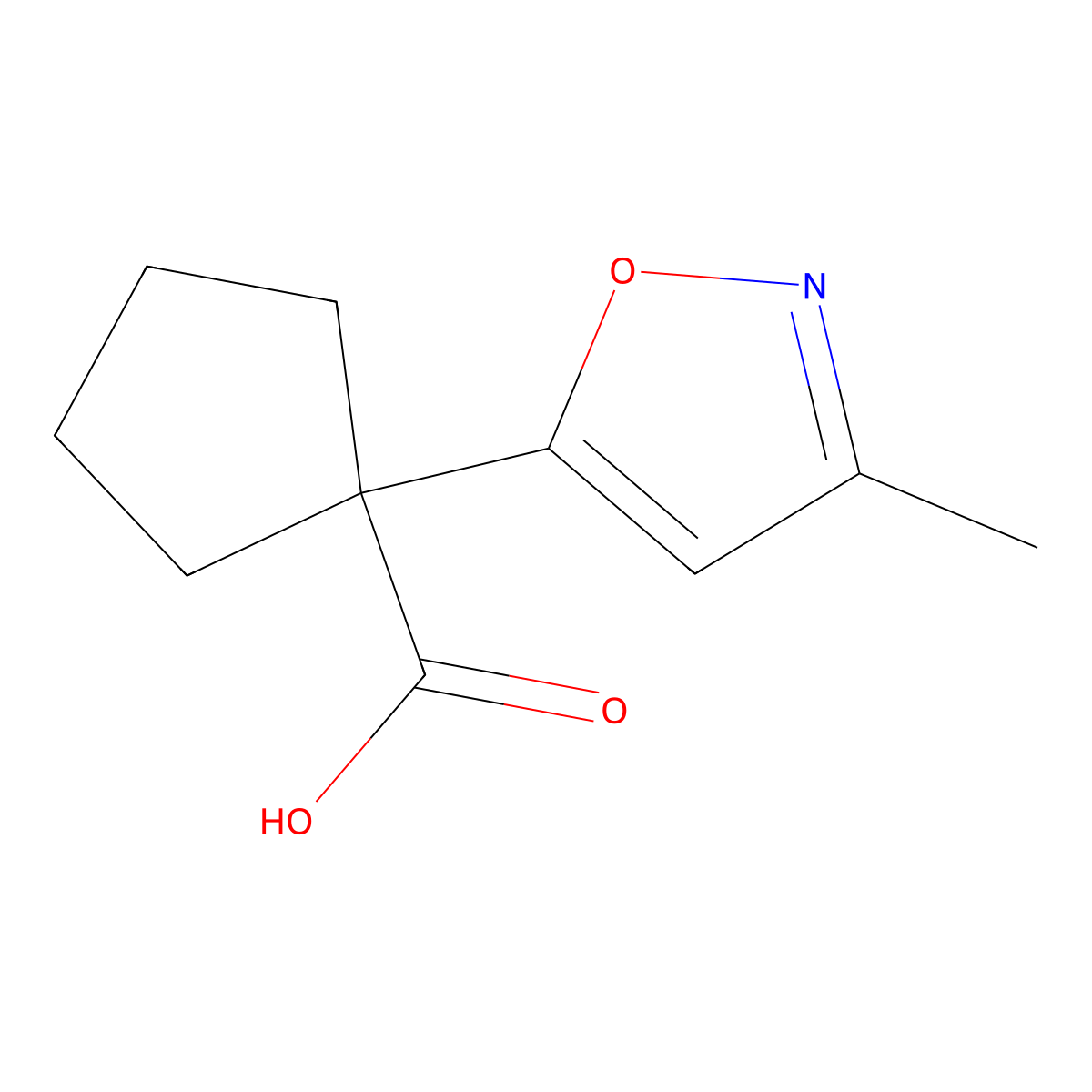 1-(3-Methyl-1,2-oxazol-5-yl)cyclopentane-1-carboxylic acid molecular structure, CAS 1538091-62-1