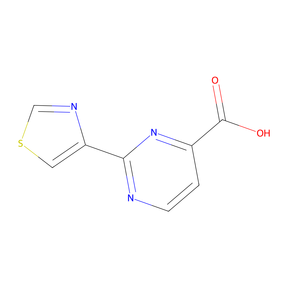2-(1,3-Thiazol-4-yl)pyrimidine-4-carboxylic acid molecular structure, CAS 1538091-69-8