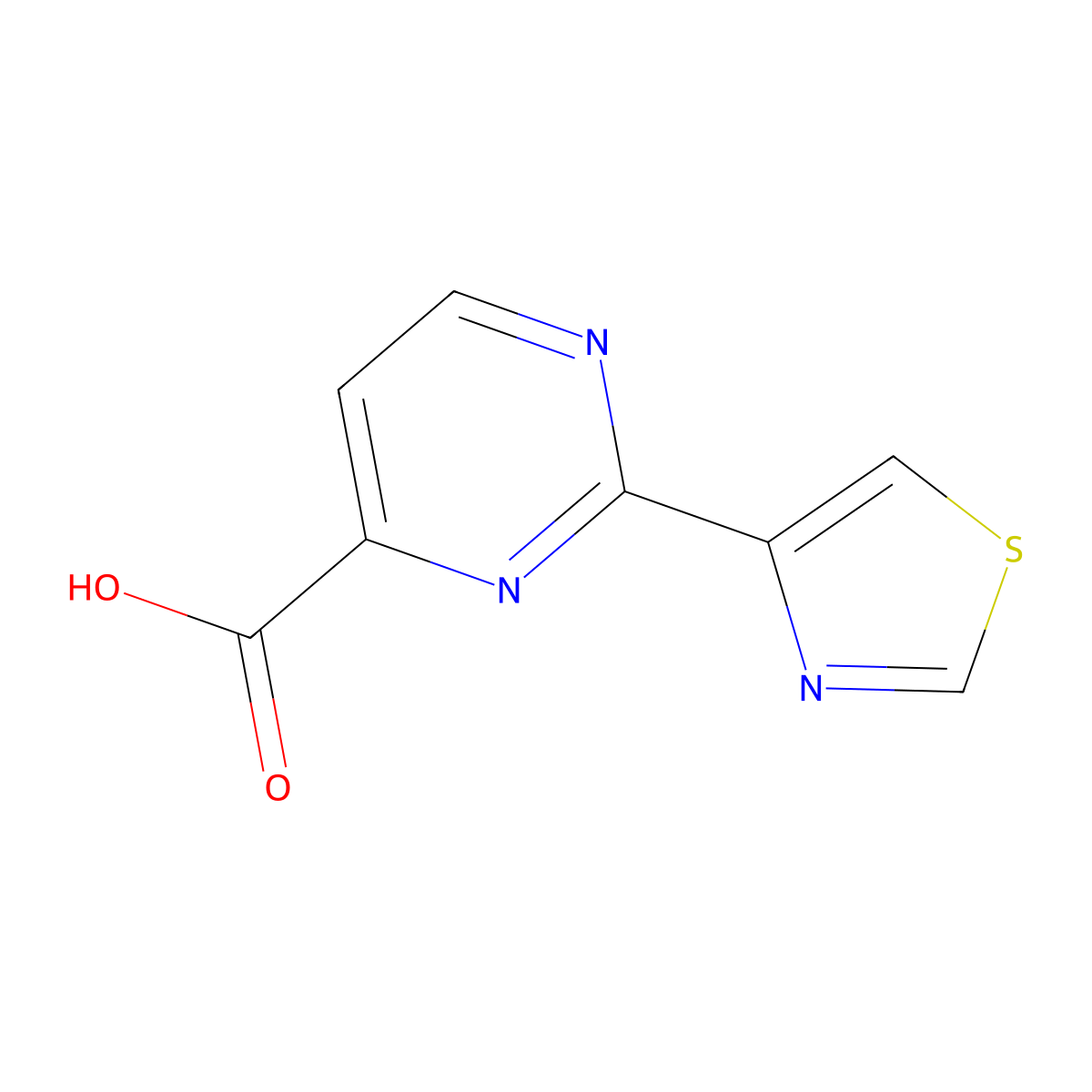 2-(1,3-Thiazol-4-yl)pyrimidine-4-carboxylic acid molecular structure, CAS 1538091-69-8
