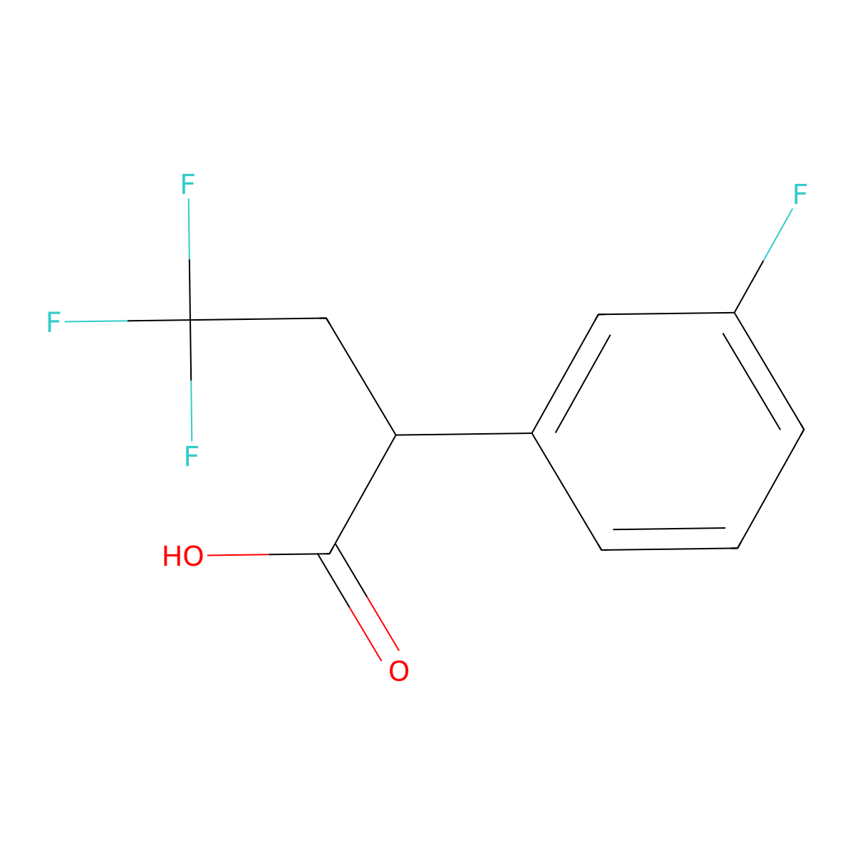 4,4,4-Trifluoro-2-(3-fluorophenyl)butanoic acid molecular structure, CAS 1538113-27-7