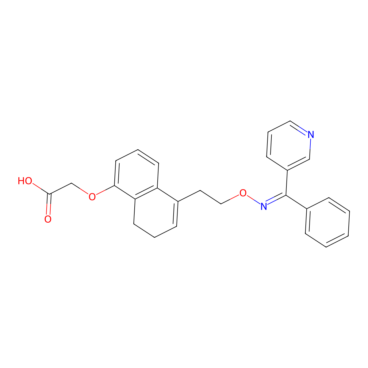 2-[[5-[2-[(Z)-[phenyl(pyridin-3-yl)methylidene]amino]oxyethyl]-7,8-dihydronaphthalen-1-yl]oxy]acetic acid molecular structure, CAS 153814-74-5