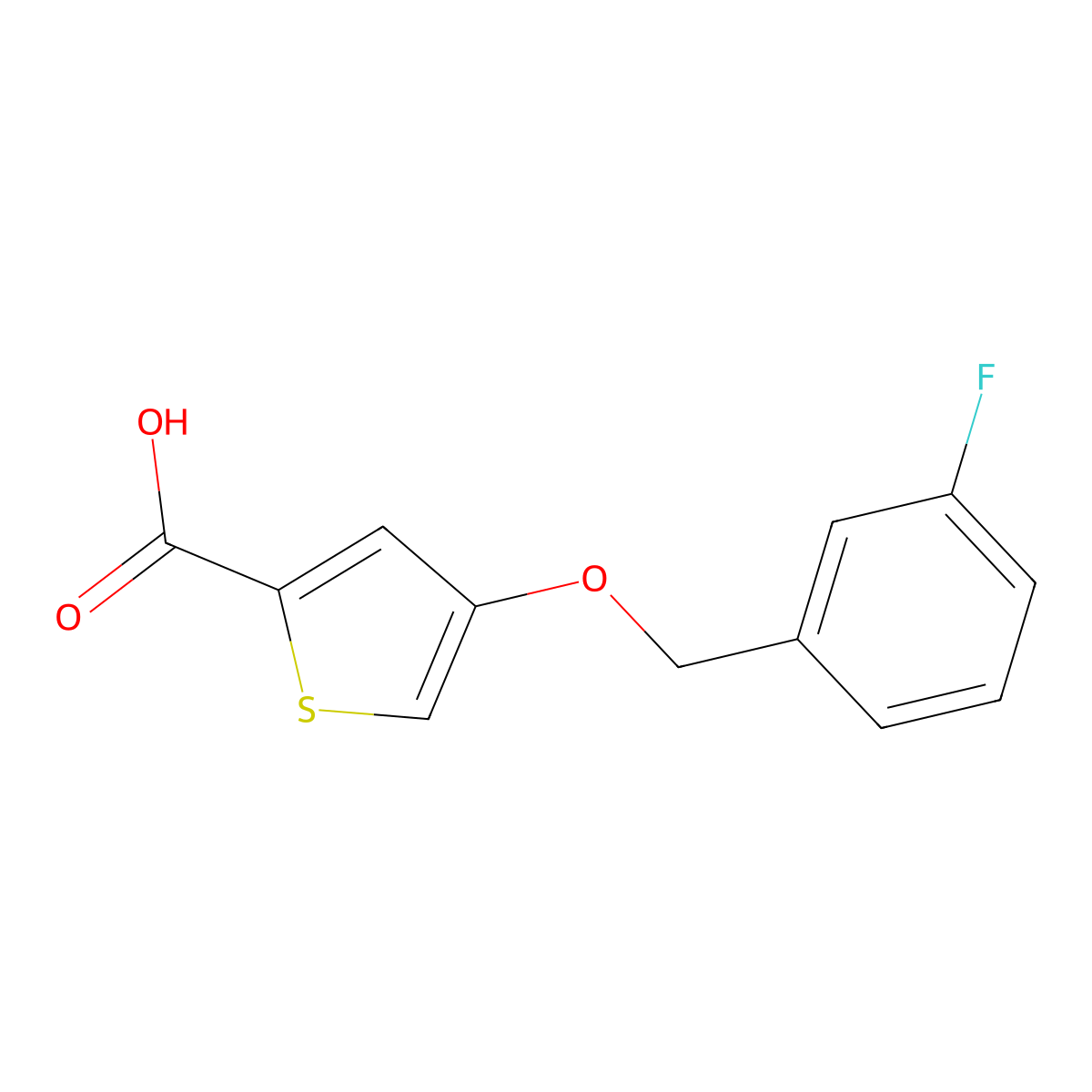 4-((3-Fluorobenzyl)oxy)thiophene-2-carboxylic acid molecular structure, CAS 1538147-59-9
