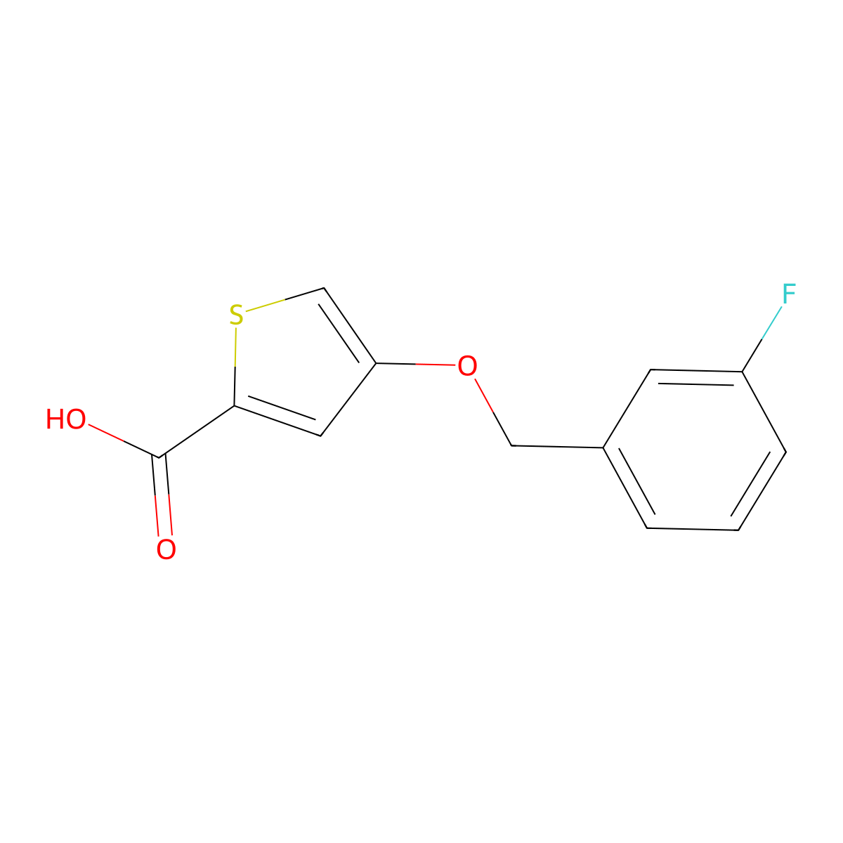 4-((3-Fluorobenzyl)oxy)thiophene-2-carboxylic acid molecular structure, CAS 1538147-59-9