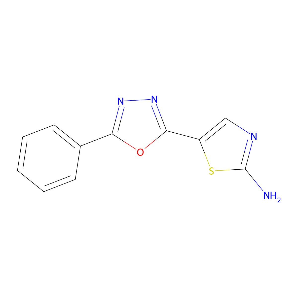 5-(5-Phenyl-1,3,4-oxadiazol-2-yl)thiazol-2-amine molecular structure, CAS 1538150-99-0
