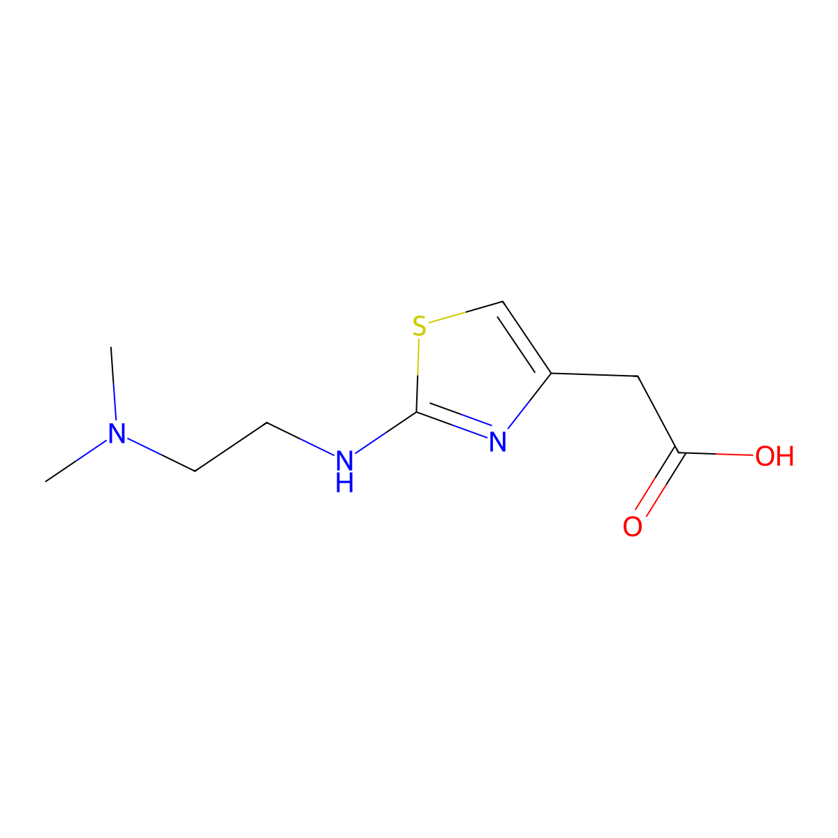 2-(2-{[2-(Dimethylamino)ethyl]amino}-1,3-thiazol-4-yl)acetic acid molecular structure, CAS 1538161-94-2