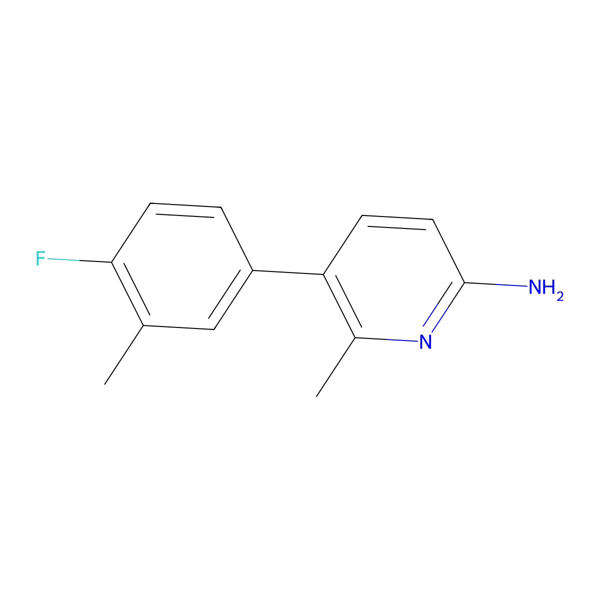 5-(4-Fluoro-3-methylphenyl)-6-methyl-2-pyridinamine molecular structure, CAS 1538181-37-1