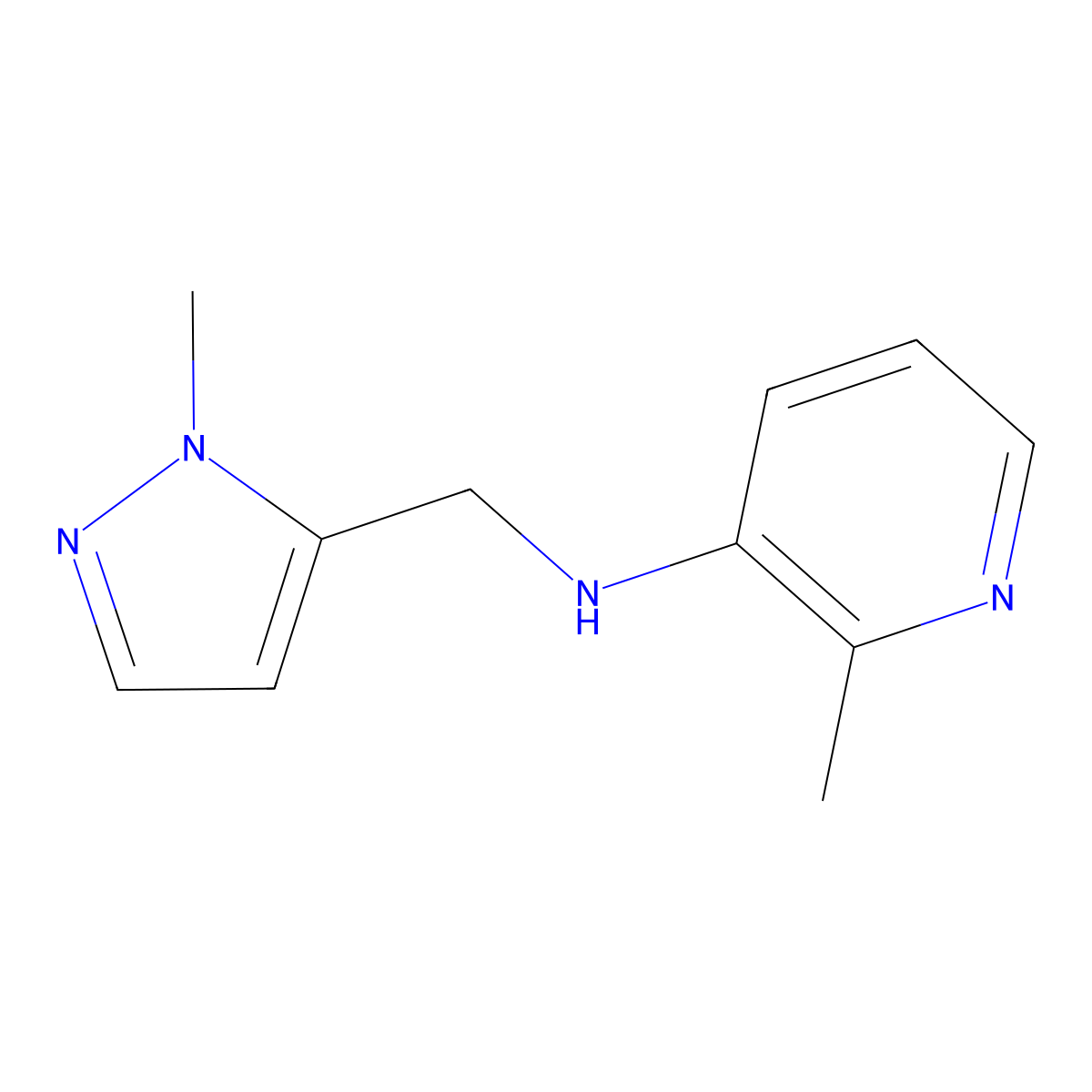 2-Methyl-N-[(1-methyl-1H-pyrazol-5-yl)methyl]pyridin-3-amine molecular structure, CAS 1538189-37-5