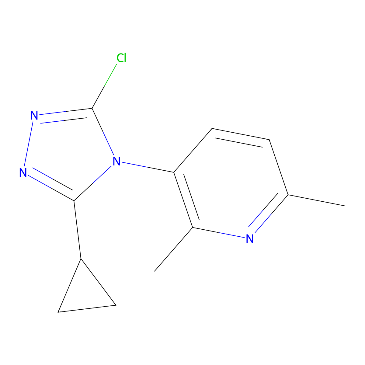 3-(3-chloro-5-cyclopropyl-4H-1,2,4-triazol-4-yl)-2,6-dimethylpyridine molecular structure, CAS 1538193-12-2