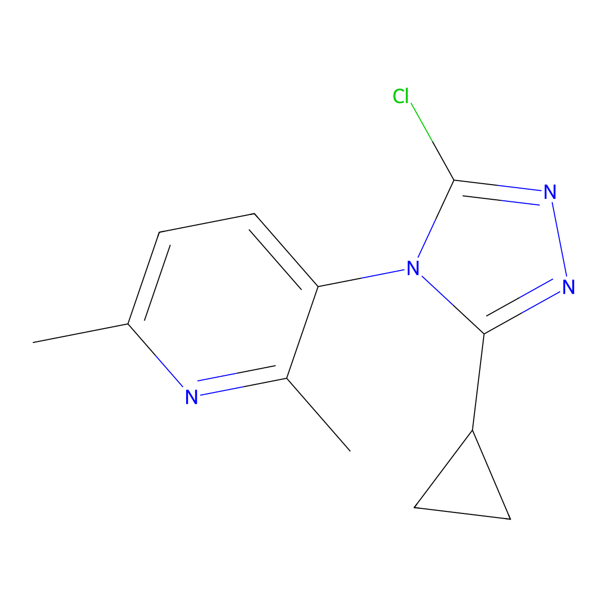 3-(3-chloro-5-cyclopropyl-4H-1,2,4-triazol-4-yl)-2,6-dimethylpyridine molecular structure, CAS 1538193-12-2