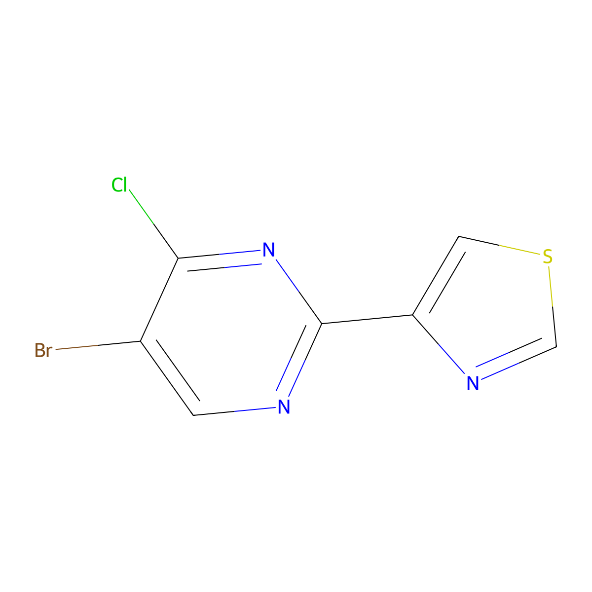 4-(5-Bromo-4-chloropyrimidin-2-yl)thiazole molecular structure, CAS 1538199-11-9