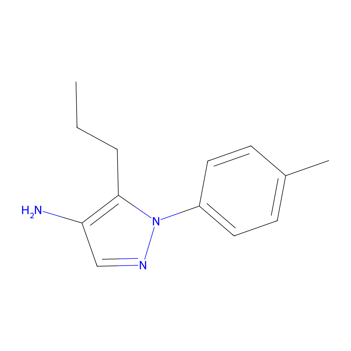 1-(4-Methylphenyl)-5-propyl-1H-pyrazol-4-amine molecular structure, CAS 1538218-92-6