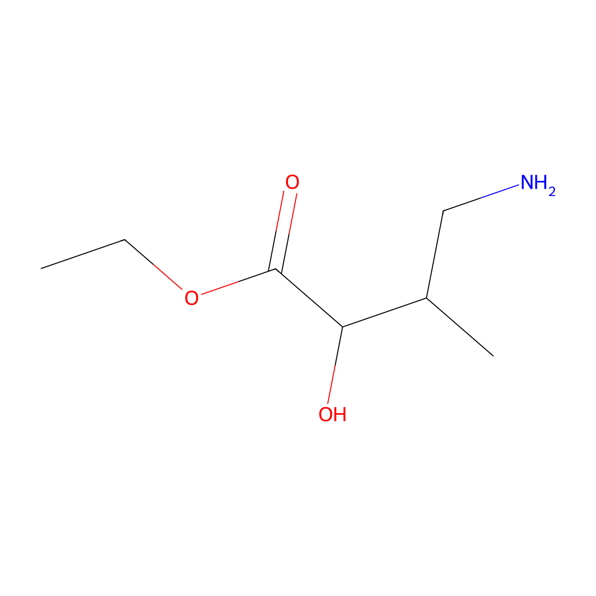 Ethyl 4-amino-2-hydroxy-3-methylbutanoate molecular structure, CAS 1538220-50-6