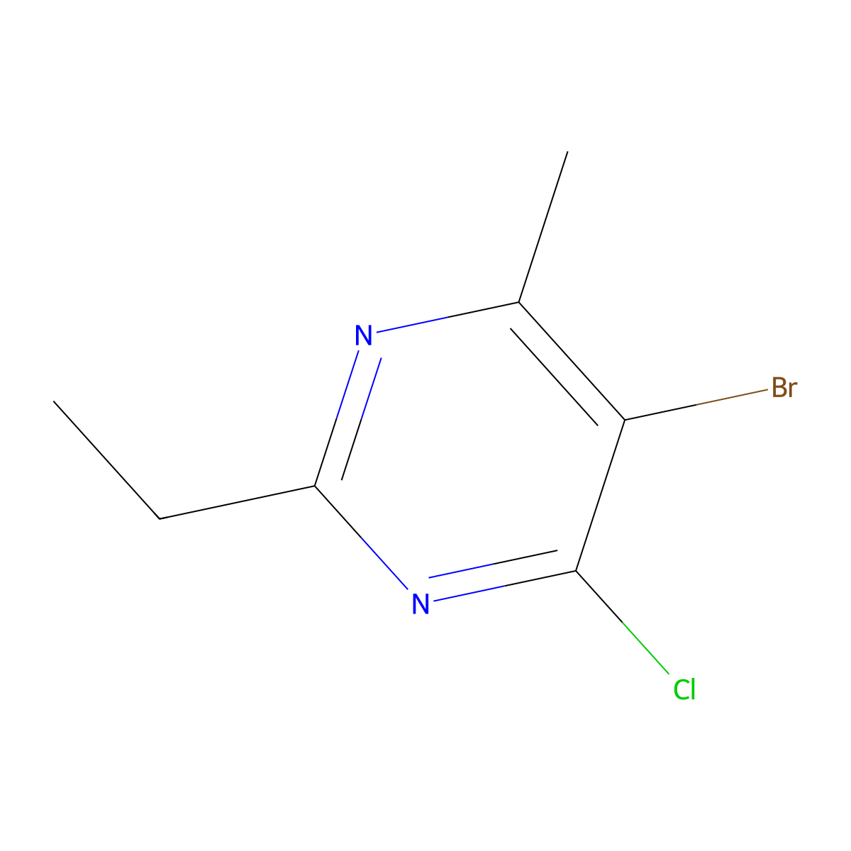 5-Bromo-4-chloro-2-ethyl-6-methylpyrimidine molecular structure, CAS 1538222-54-6