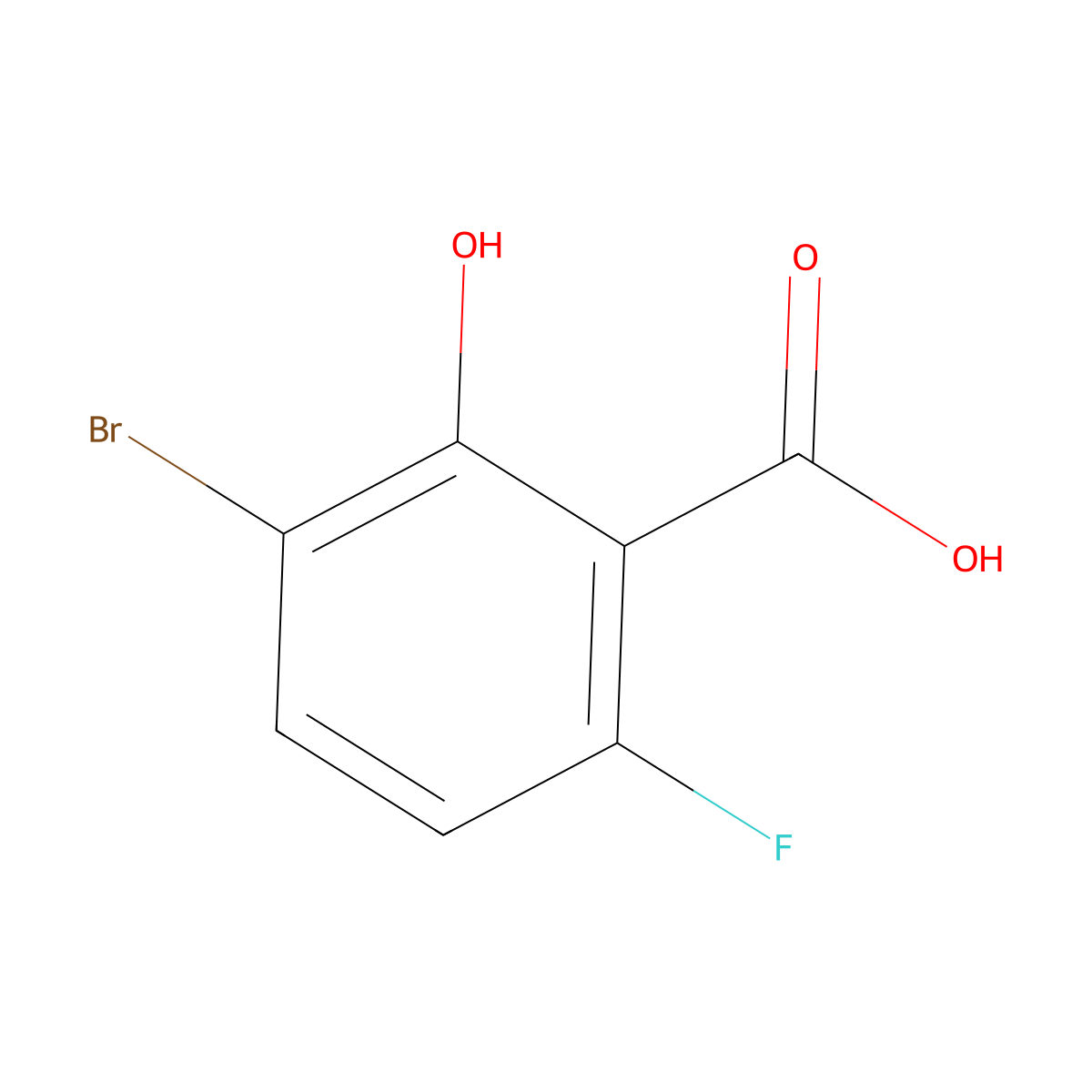 3-Bromo-6-fluoro-2-hydroxybenzoic acid molecular structure, CAS 1538235-22-1