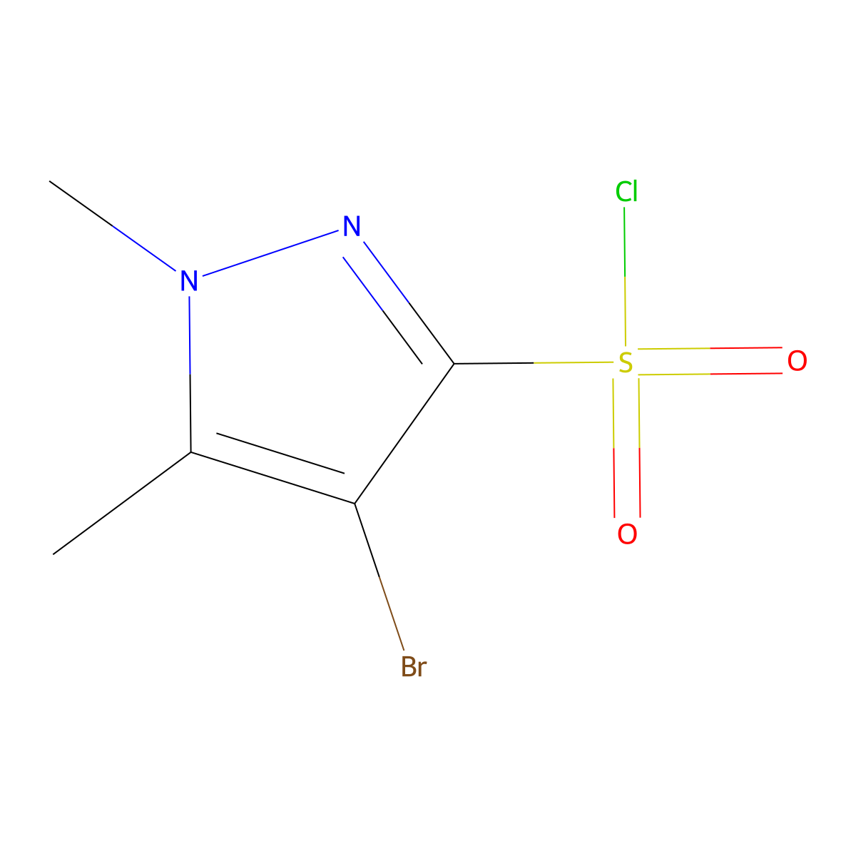 4-bromo-1,5-dimethyl-1H-pyrazole-3-sulfonyl chloride molecular structure, CAS 1538239-71-2