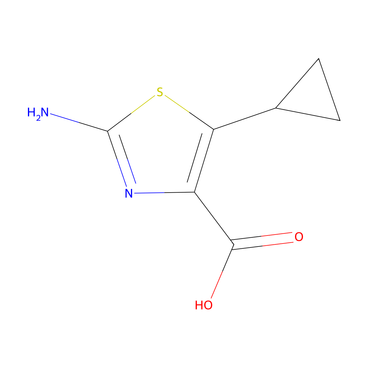 2-Amino-5-cyclopropyl-1,3-thiazole-4-carboxylic acid molecular structure, CAS 1538253-34-7