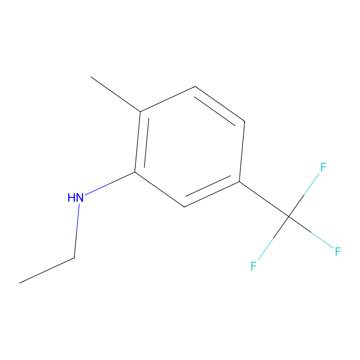 N-ethyl-2-methyl-5-(trifluoromethyl)aniline molecular structure, CAS 1538283-27-0