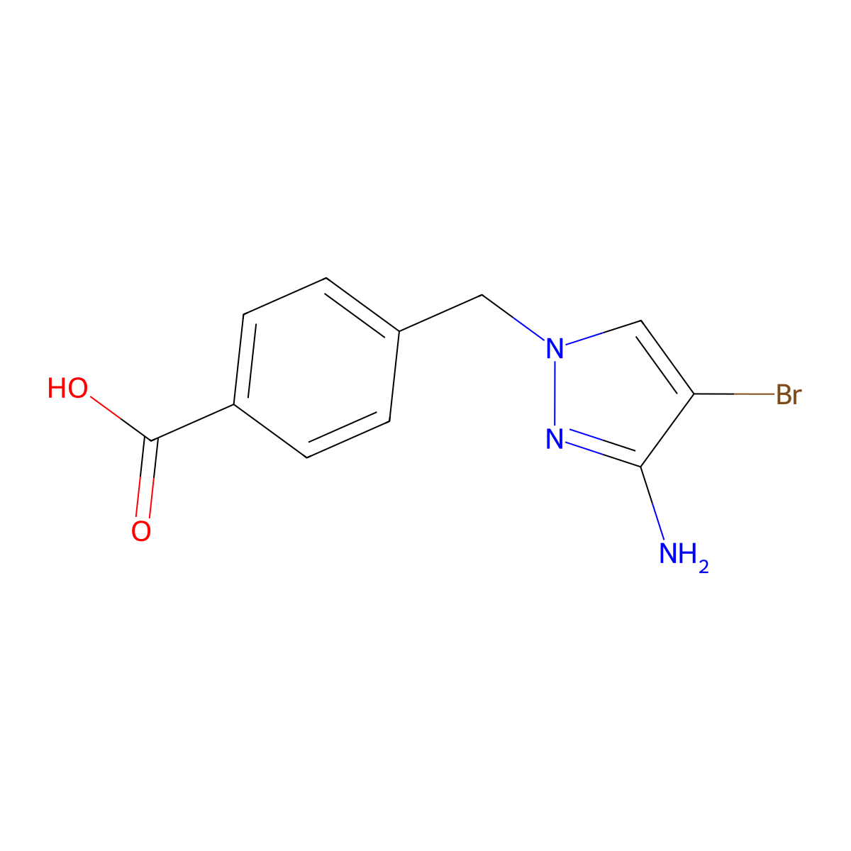 4-[(3-amino-4-bromo-1H-pyrazol-1-yl)methyl]benzoic acid molecular structure, CAS 1538290-37-7