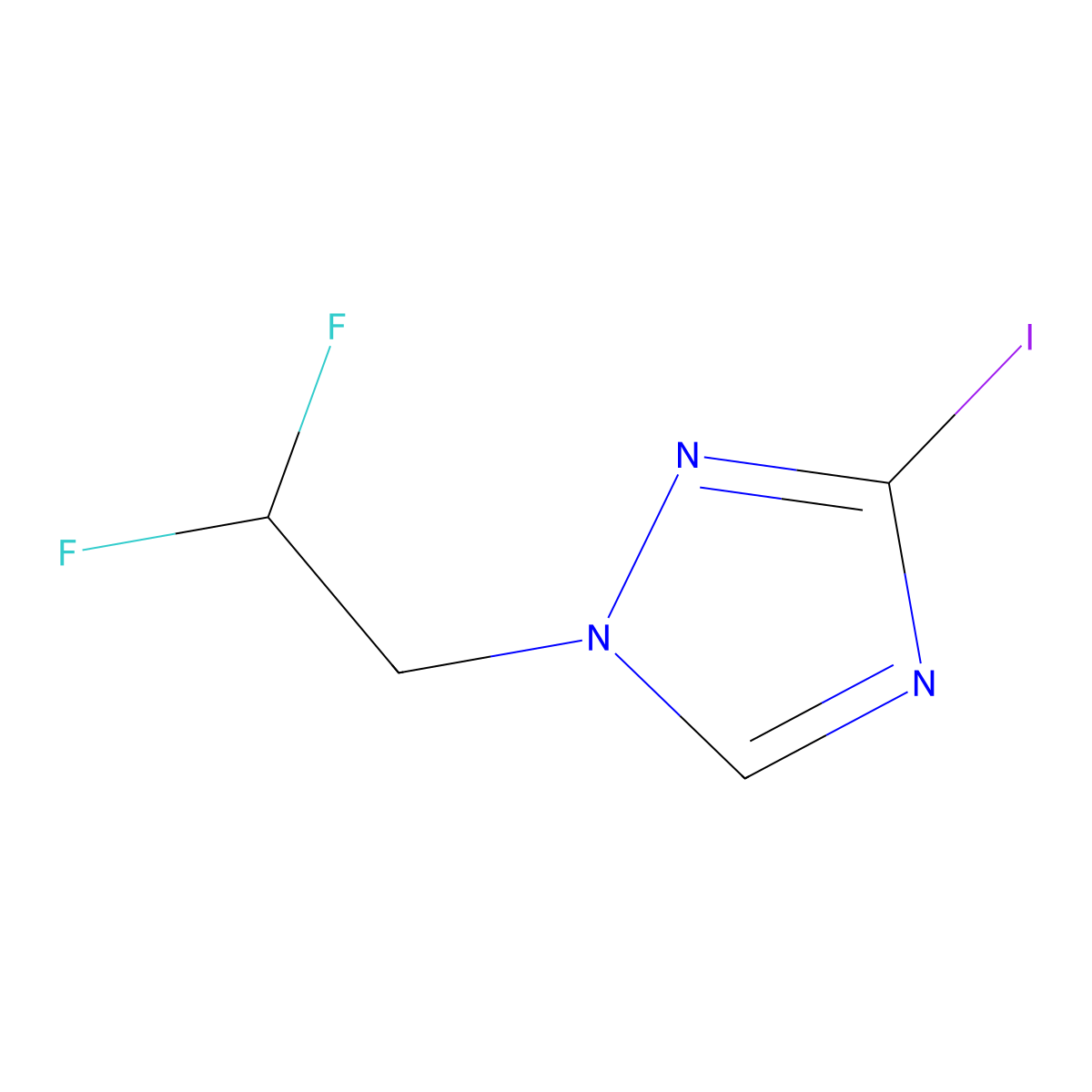 1-(2,2-difluoroethyl)-3-iodo-1H-1,2,4-triazole molecular structure, CAS 1538297-93-6