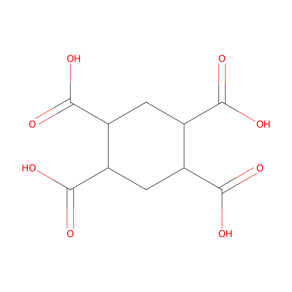 1,2,4,5-Cyclohexanetetracarboxylic Acid molecular structure, CAS 15383-49-0