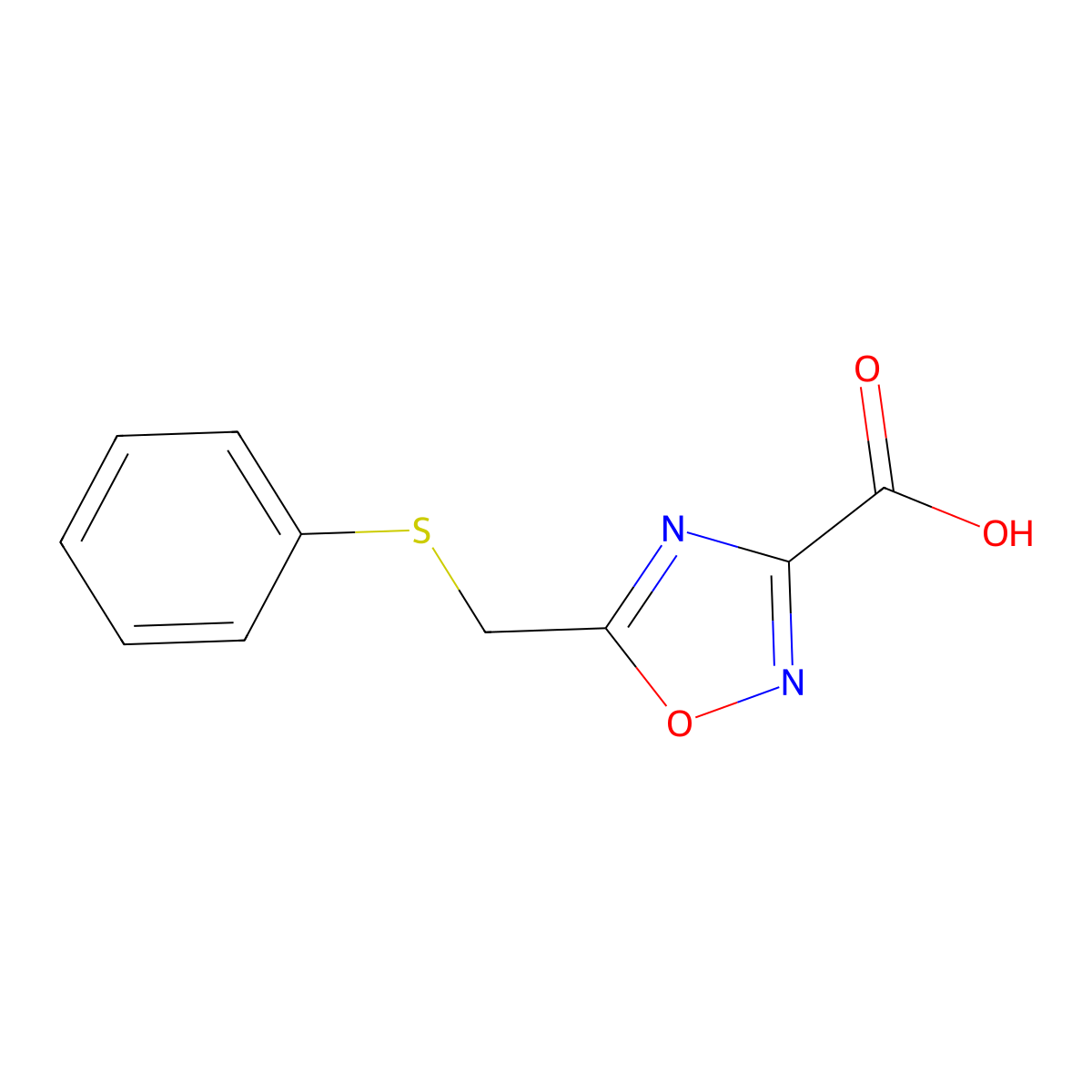 5-((Phenylthio)methyl)-1,2,4-oxadiazole-3-carboxylic acid molecular structure, CAS 1538332-85-2