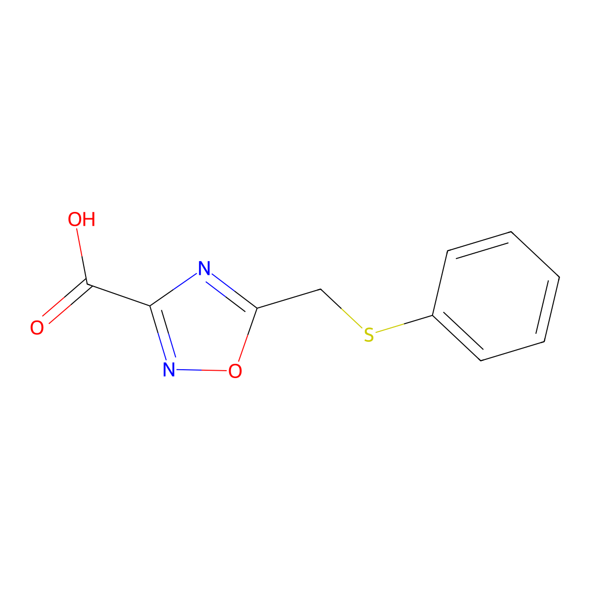 5-((Phenylthio)methyl)-1,2,4-oxadiazole-3-carboxylic acid molecular structure, CAS 1538332-85-2