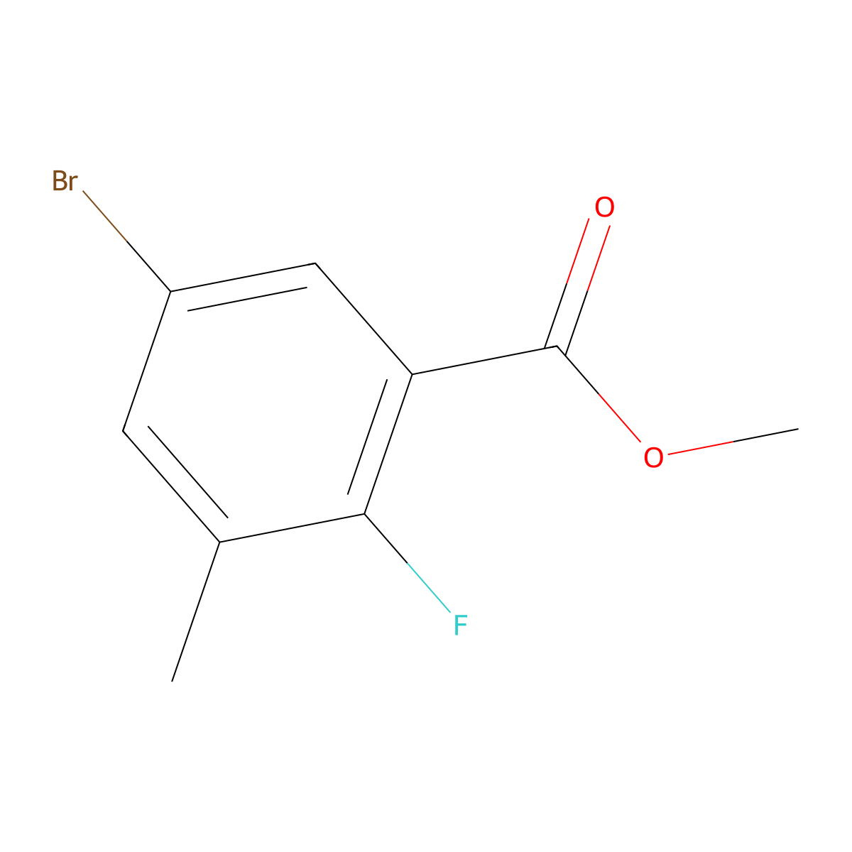 Methyl 5-bromo-2-fluoro-3-methylbenzoate molecular structure, CAS 1538333-27-5