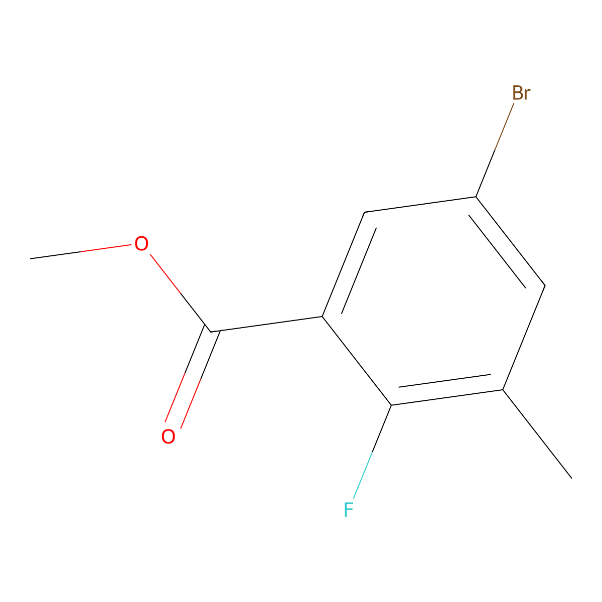 Methyl 5-bromo-2-fluoro-3-methylbenzoate molecular structure, CAS 1538333-27-5